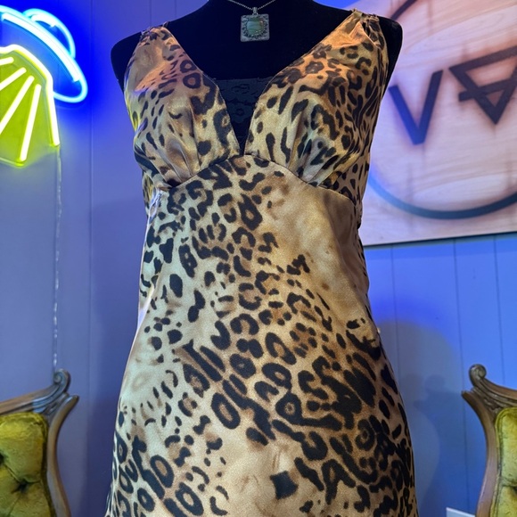 Leopard Print Lace Slip Dress Size Medium - Picture 4 of 7